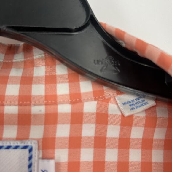 Southern Tide Nassau Gingham Performance Shirt Orange Long Sleeve Size XL - Picture 10 of 10